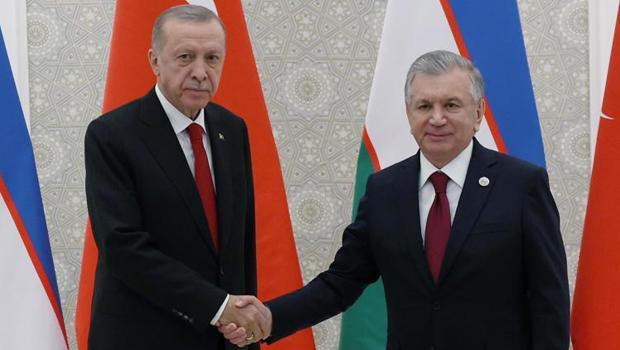 Cumhurbaşkanı Erdoğan, Şevket Mirziyoyev ile görüştü