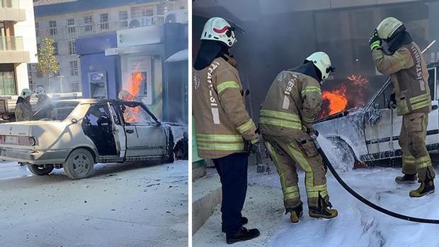 Üsküdar'da benzin istasyonunda korku dolu anlar: Otomobil alev alev yandı