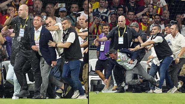 Göztepe-Fenerbahçe maçında Ali Koç'a saldırı! Yabancı madde isabet etti