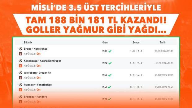 6 maça iddaa oynadı, 188 bin 181 TL kazandı! Yağmur gibi goller...