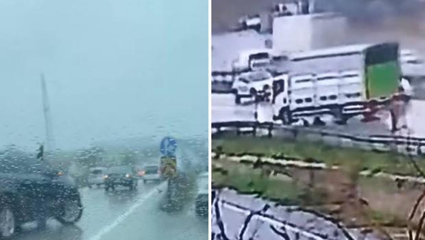 Büyükçekmece D-100'de trafik kazası kamerada
