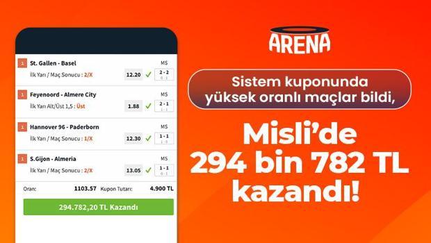 Sistem kuponunda yüksek oranlı maçlar bildi, Misli’de 294 bin 782 TL kazandı!