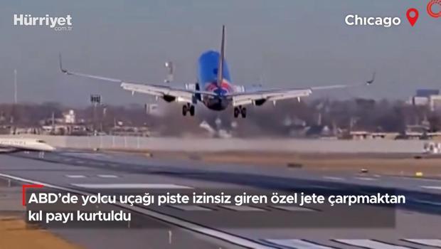 ABD’de yolcu uçağı piste izinsiz giren özel jete çarpmaktan kıl payı kurtuldu