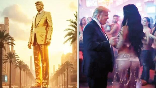 Altından heykel dansözle dans: Trump’ın skandal Gazze videosu