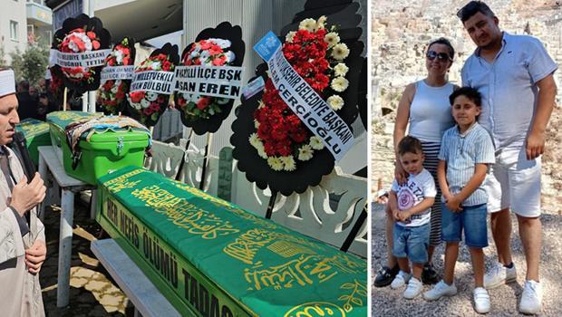 Aydın'da yangında hayatını kaybeden anne ve 2 çocuğuna son veda