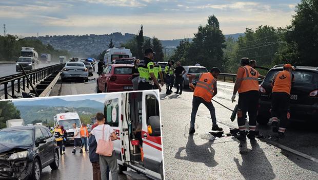 TEM’de 10 araç zincirleme kazaya karıştı