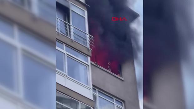 Kadıköy'de 10 katlı binada yangın paniği