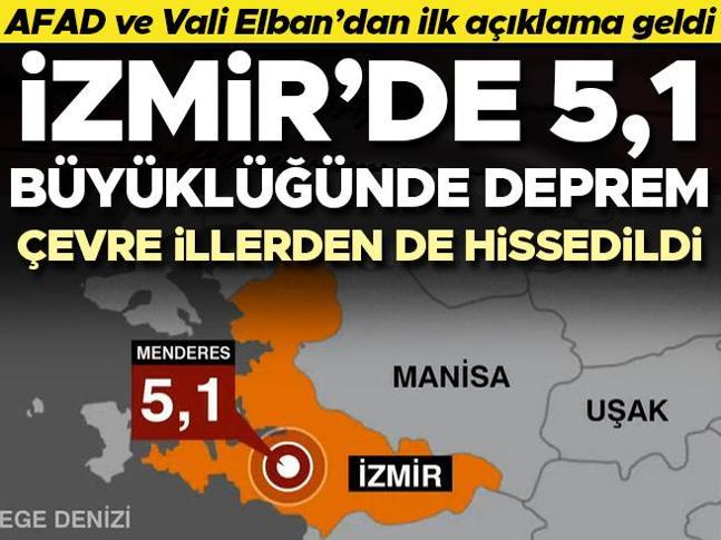 İzmirde 5,1 büyüklüğünde deprem