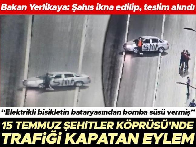 Son dakika... 15 Temmuz Şehitler Köprüsünde trafiğe kapatan eylem