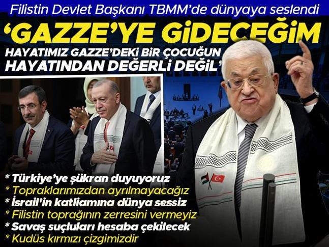 Mecliste tarihi anlar: Filistin Devlet Başkanı Mahmud Abbas TBMMden dünyaya sesleniyor