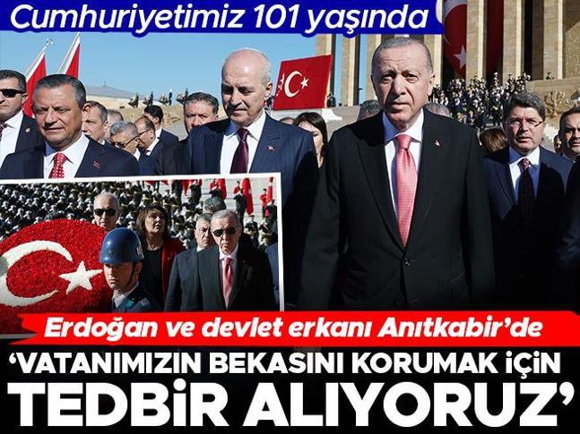 Cumhuriyetimiz 101 yaşında... Cumhurbaşkanı Erdoğan başkanlığındaki devlet erkanı Anıtkabirde