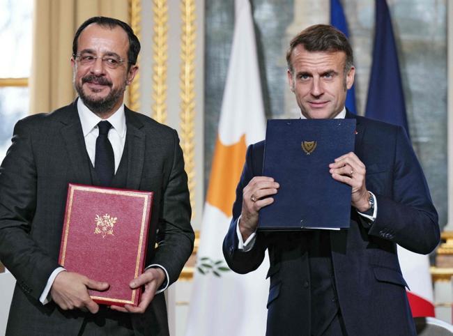 Greek Cyprus, France sign strategic partnership deal