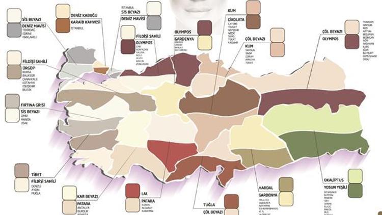 Türkiyenin renk haritası çıkarıldı