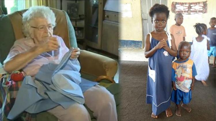 99 yaşındaki kadın çocuklar için her gün bir elbise dikiyor
