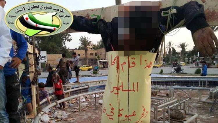 IŞİD bombacıyı çarmıha gererek infaz etti