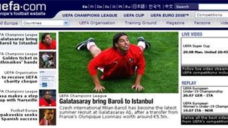 Baros UEFAya manşet oldu
