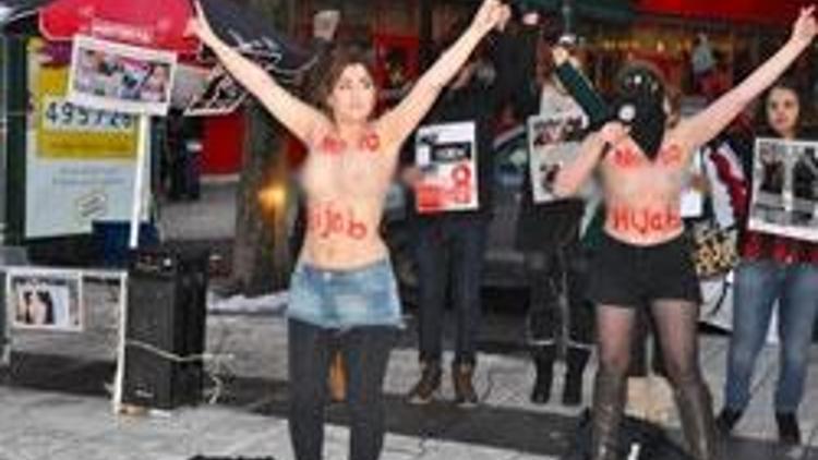 İranlı kadınlardan FEMEN protestosu