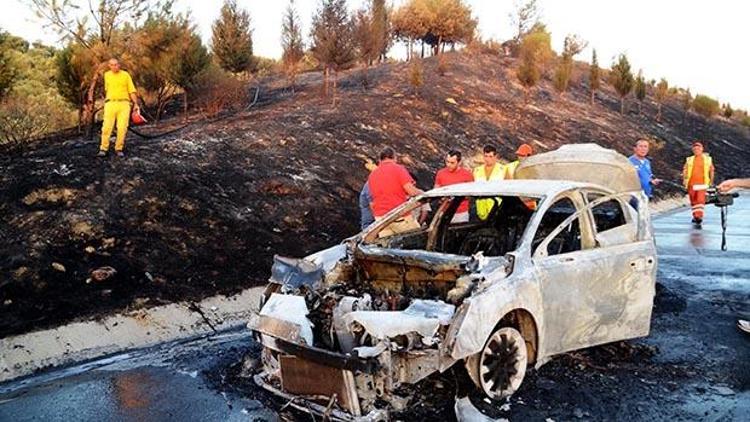 Otomobilde çıkan yangın ormana sıçradı