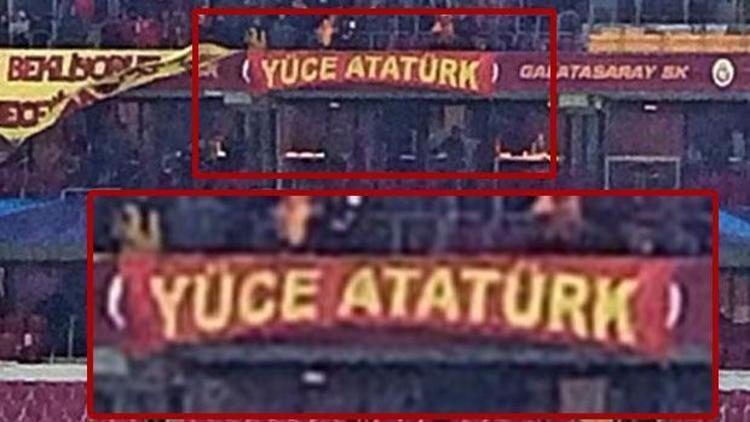 Galatasaray taraftarı Yüce Atatürk pankartı astı