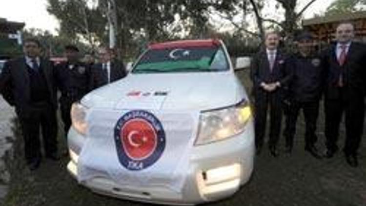 Libyalı polislerin üniformaları ve araçları Türkiyeden