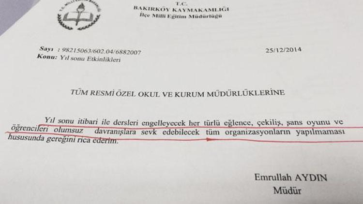 Bakırköy ve Sarıyerdeki okullarda yılbaşına yasak