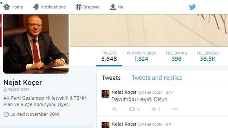 Vekil Twitterdan açıkladı: Başbakan Davutoğlu