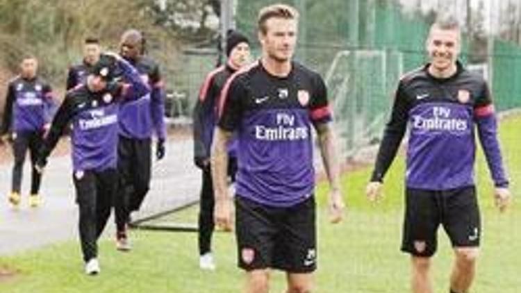 David Beckham Arsenal’le antrenmanda