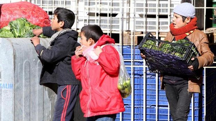 Çöpe atılan meyve sebzeler Suriyeli çocukları sevindirdi