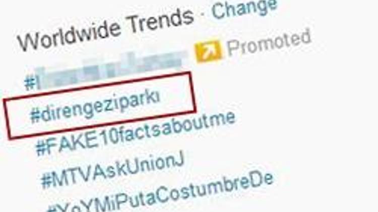 Gezi Parkı twitter trend topic listesinde ilk sırada