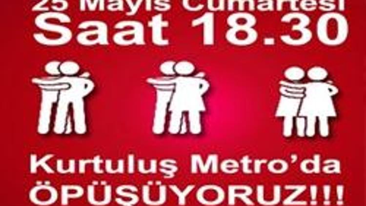 Ankara metrosunda öpüşme eylemi