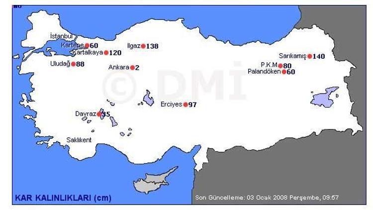 Kar kalınlıkları