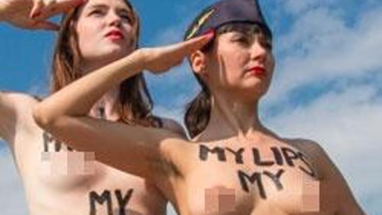 FEMEN’den THY hosteslere dev destek