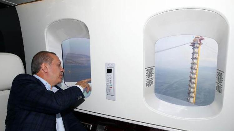 Erdoğan helikopterden köprüyü inceledi