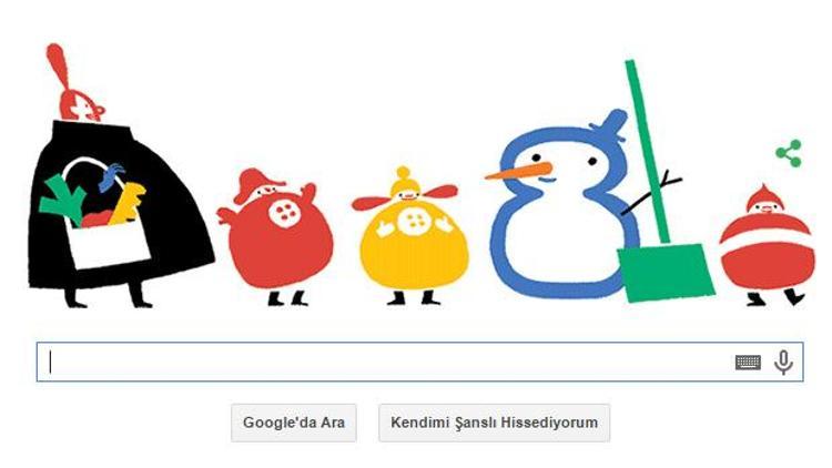 Google, Kardanadam, havuç ve sepet ile Kış Gündönümü Doodleı yaptı