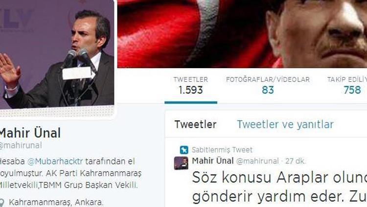 AK Partili Mahir Ünalın Twitter hesabı hacklendi