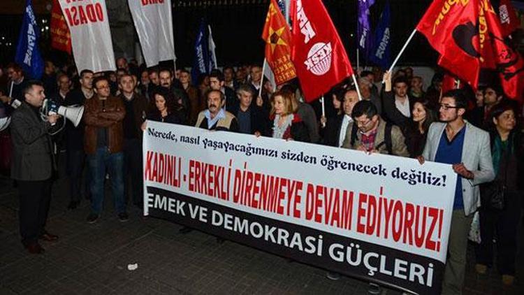 Beyoğlunda kızlı erkekli protesto