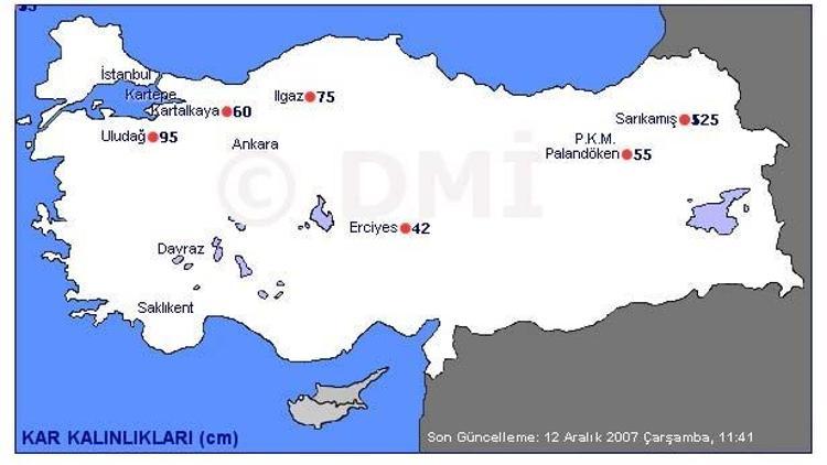 Merkezlerde kar kalınlıkları