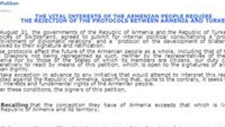 Ermeniler protokole hayır kampanyası başlattı