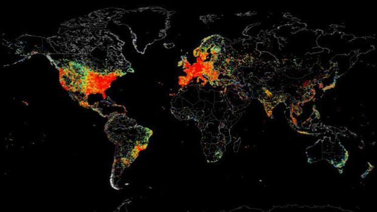 İşte internetin dünya haritası