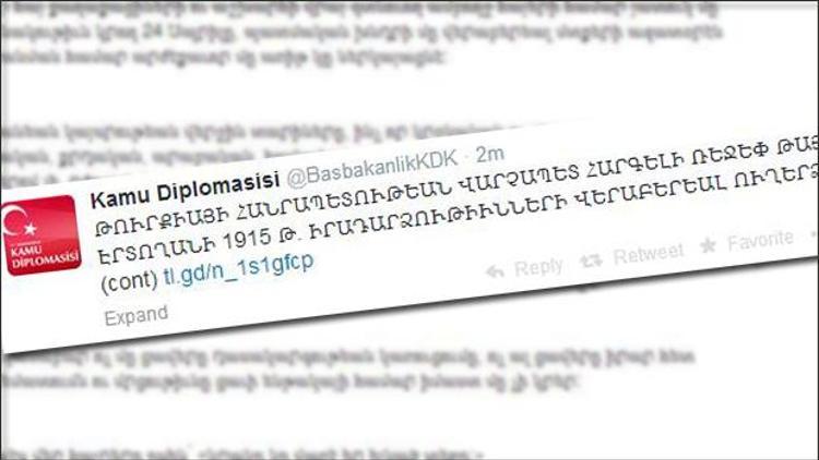 9 dilde açıklama Ermenice tweet