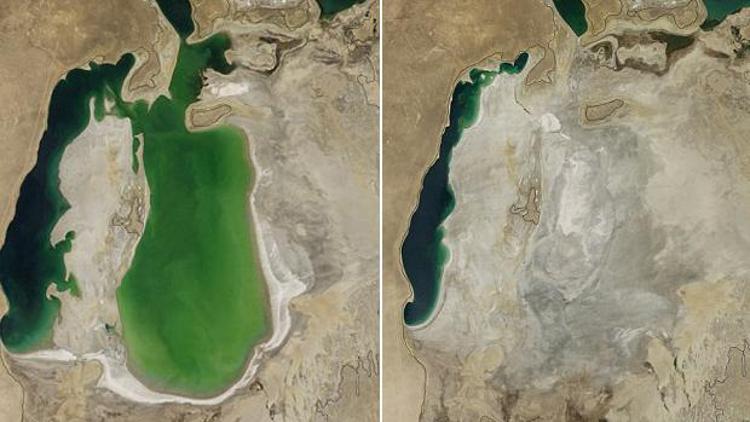 Aral Gölü ilk kez tamamen kurudu