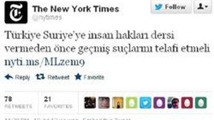 New York Times Türkçe tweet attı