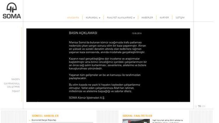 Soma Kömür İşletmeciliğinin internet sitesi açıldı