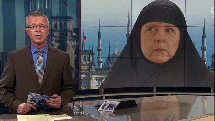 ARD, Merkel’e kara çarşaf giydirdi