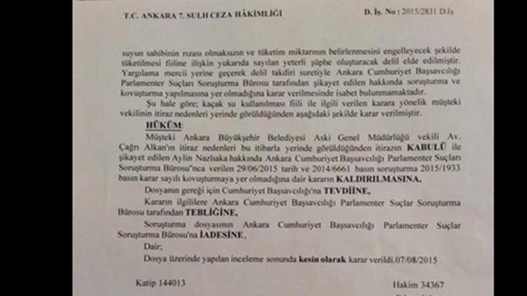 Kaçak su dosyası iade edilecek