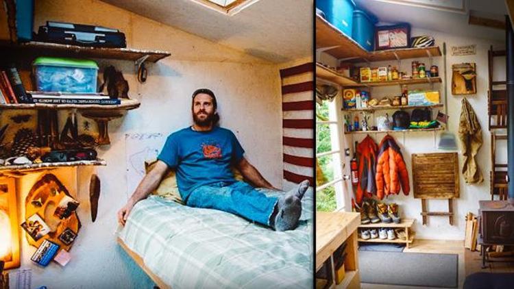 500 dolarlık bir maliyet ve geri dönüşümlü eşyalarla huzur dolu evini inşa etti