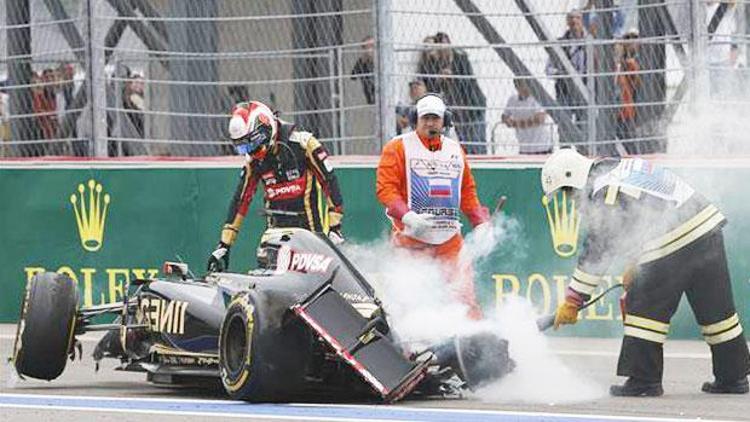 Romain Grosjeanın Rusya Grand Prixsinde yaptığı kaza endişelendirdi