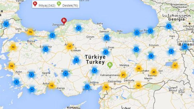 Gönüllüler Türkiyenin ihtiyaç haritasını çıkardı