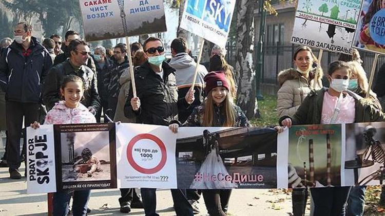 Makedonyada hava kirliliği protestosu