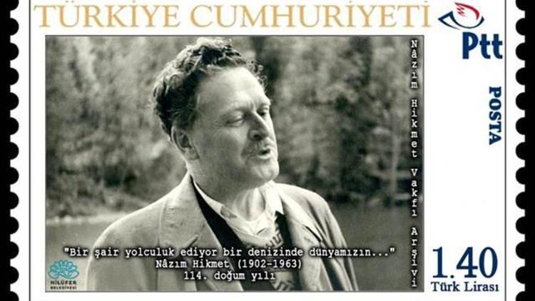 114. doğum gününde Nazım Hikmet pulu